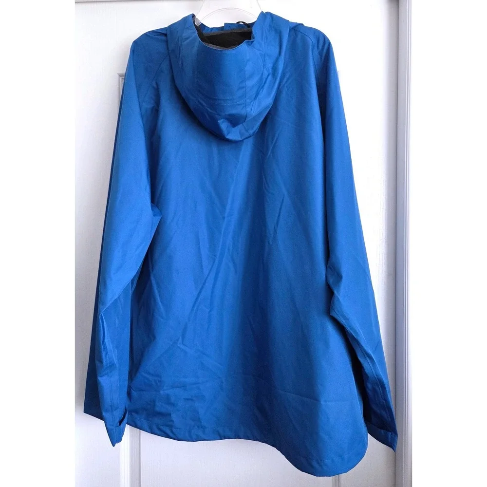 Huk Mens Gunwale Rain Jacket Blue Water Wind Proof Fishing Hooded Coat 2XL
